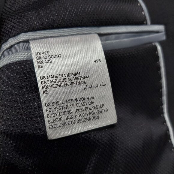 Bar III Men's Black Slim Fit Wool Blend Suit Jacket - Picture 7 of 8